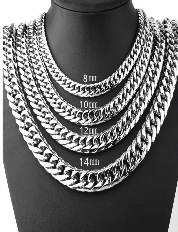 Unisex Chunky Chain Necklace, Polished Thick Link Jewelry for Men & Women