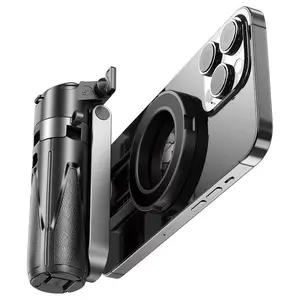 MagSafe (or use the phone clamp) Magnetic Selfie Stick Tripod w/ Detachable Bluetooth Remote — Pocket Fold, Type-C, 47.5cm Compact Handy Smartphone