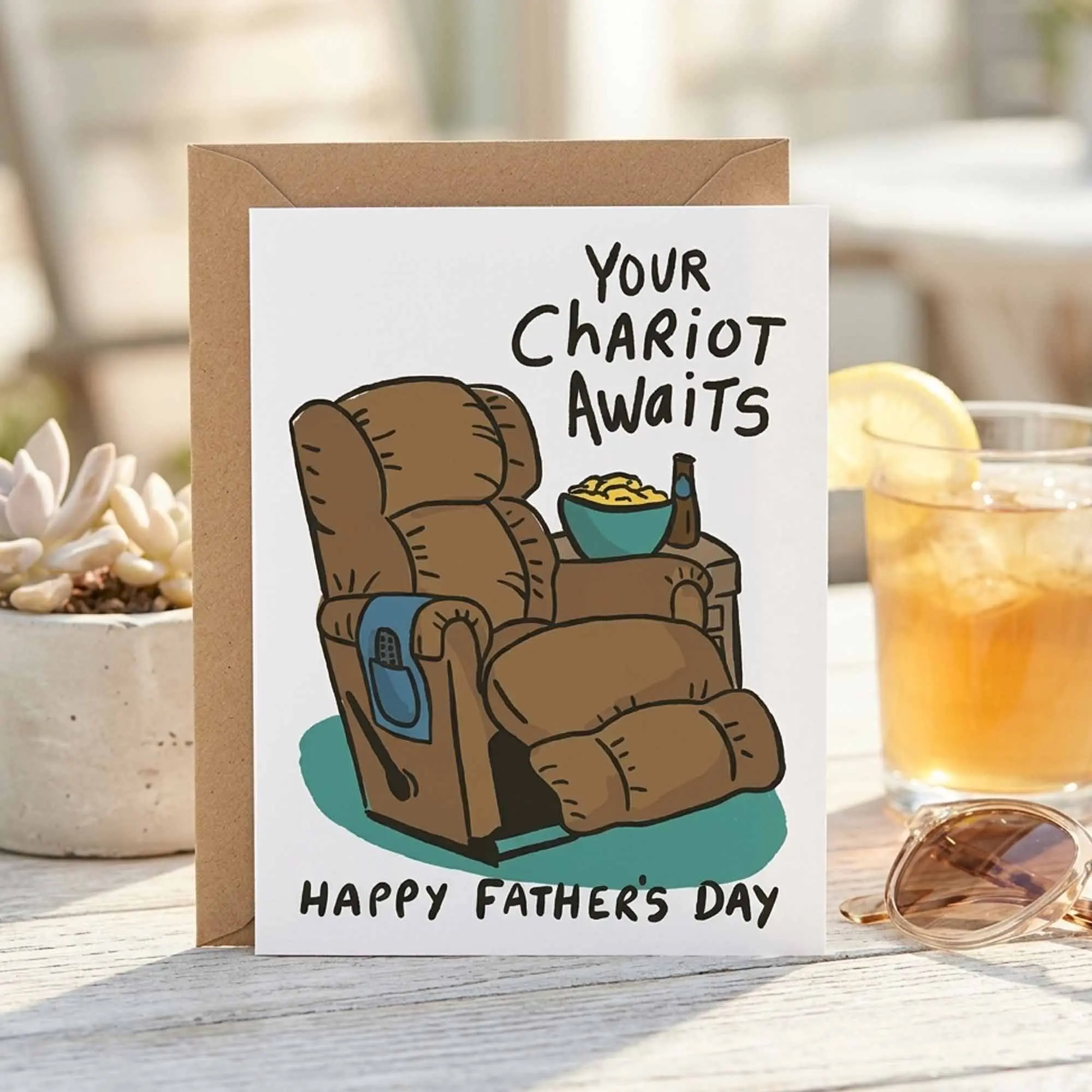 Your Chariot Awaits Fathers Day Card - Happy Father's Day Card Gifts Ideas with Envelope - Funny Fathers Day Cards Gifts Decorations for Dad from Daughter Son Kids