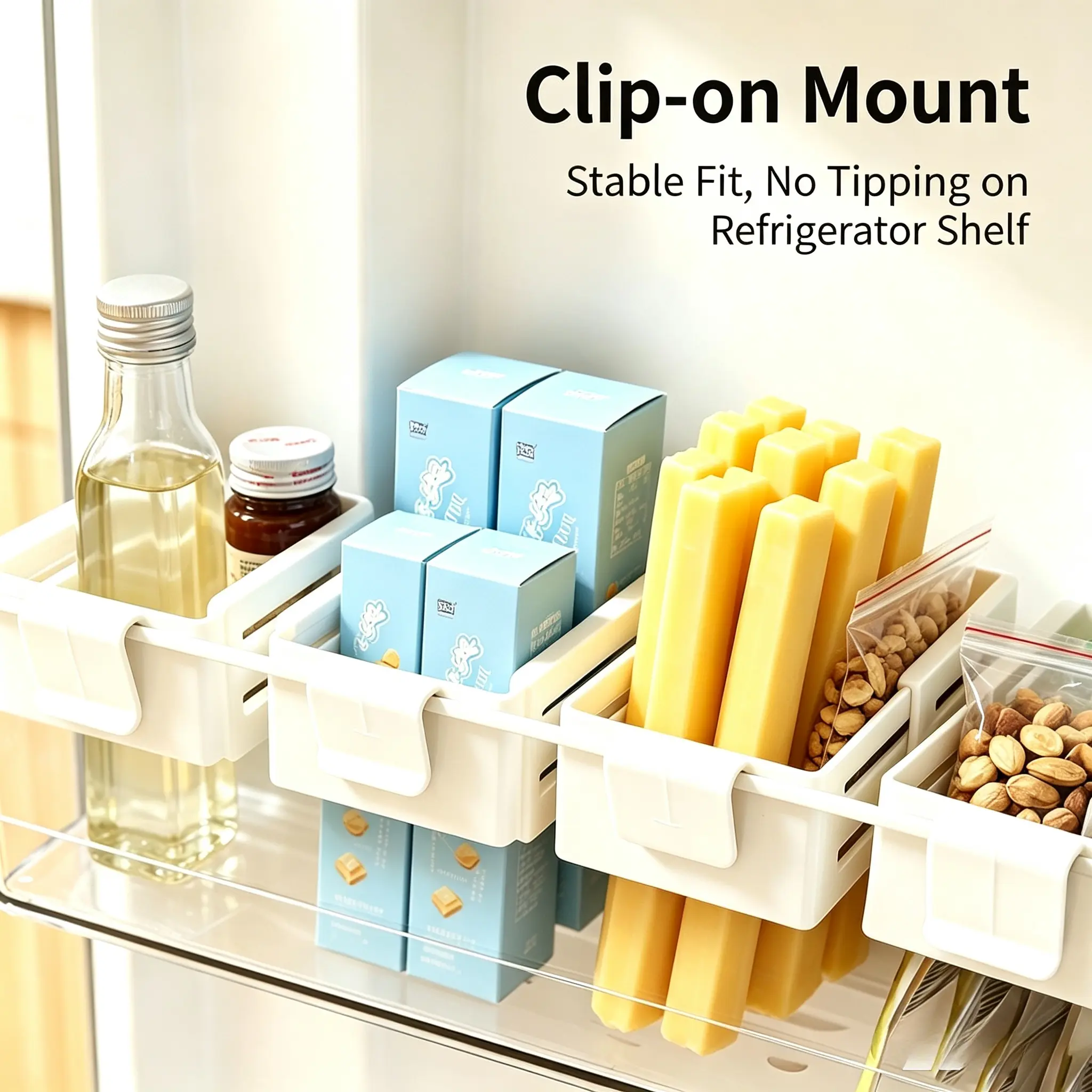 Expandable Fridge Storage Refrigerator Door Food Bag Holder Organizer | Refrigerator Shelf Divider for Kitchen Pantry Dining Room Home Apartment Farmhouse