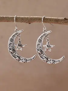Vintage Moon & Star Design Dangle Earrings, Fashionable Jewelry for Women & Girls, Trendy All-match & Exquisite Jewelry for Birthday Gift