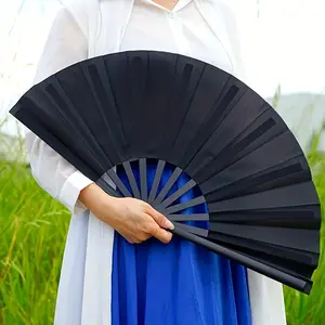 Double Sided Plastic Folding Fan, Elegant Chinese Style Fan, Classic Style Hand Fan for Dance, Martial Arts, Cultural Activities, Black Portable Folding Fan