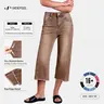 Sidefeel Women's High Waisted Wide Leg Cropped Jeans, Stretchy Flex Denim Capri Pants, Raw Frayed Hem, Loose Fit, Petite Friendly, Trendy Casual Work Outfits