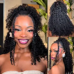 [3 IN 1 HALF WIG] Wavymy Wear Go Glueless Coily Curly 3 In 1 Flexi-Fit Drawstring Half Wig Seamless Kinky Curly Flip Over Wig Beginner Friendly No Lace Reusable Human Hair for 3 Hairstyles Too Easy Texture