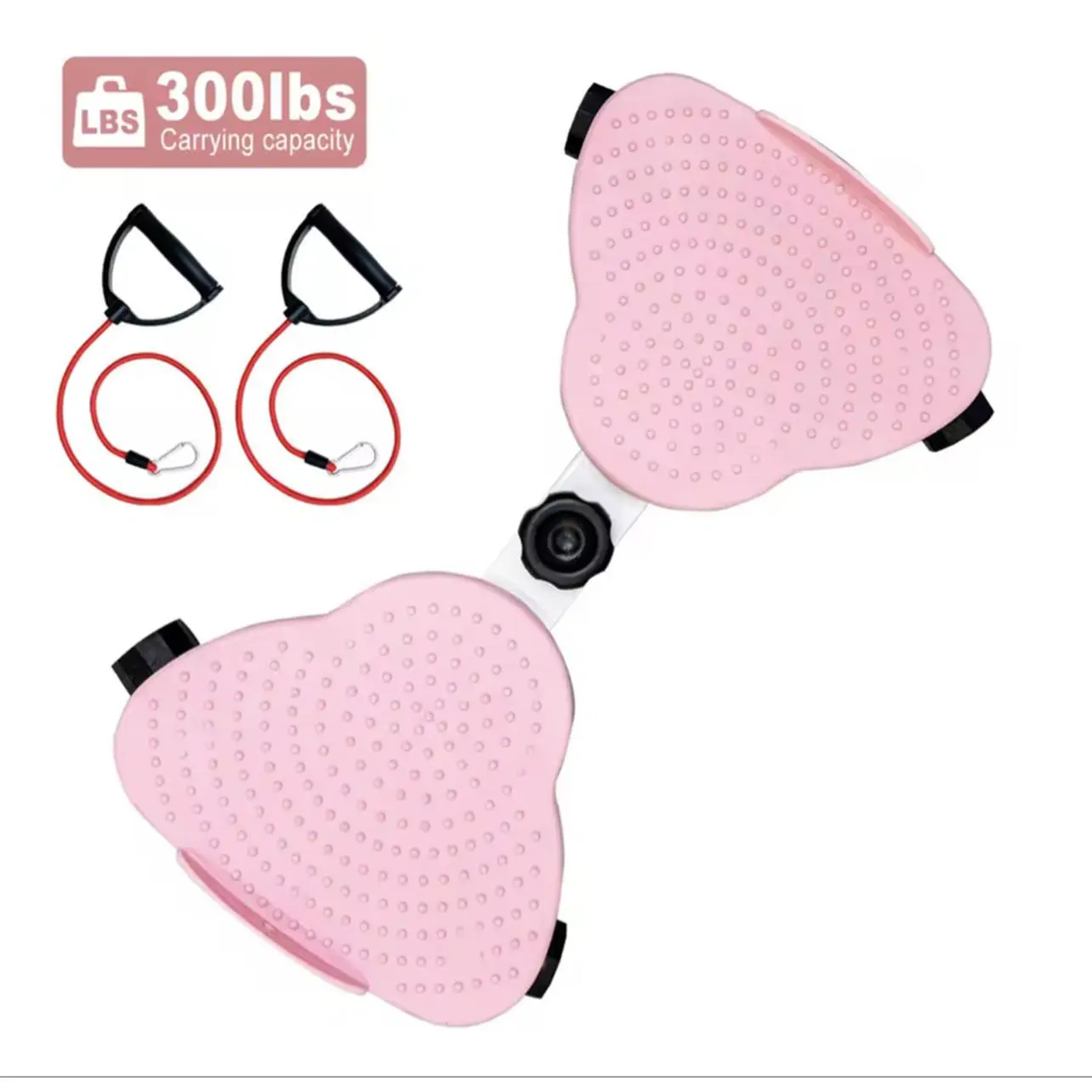 300lbs Capacity Heart-Shaped Balance Board with Resistance Bands for Home Fitness Training