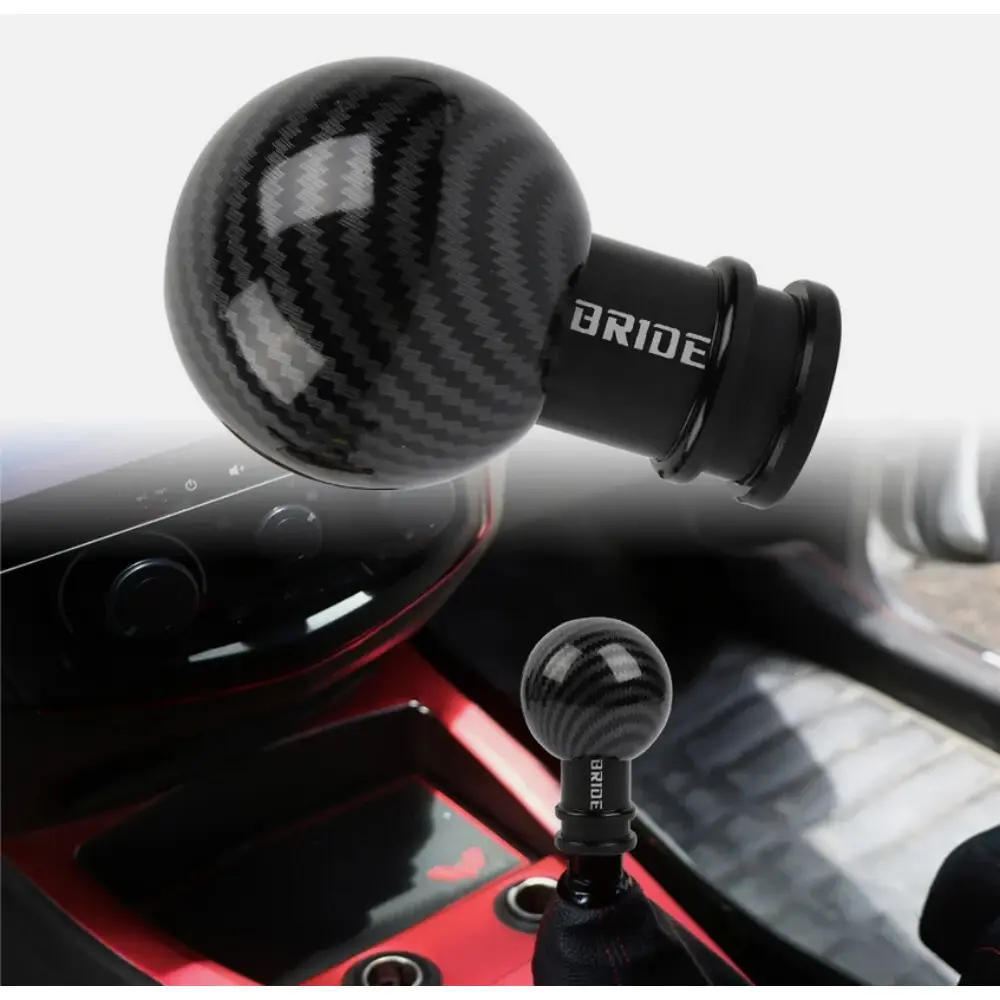 1PC Universal carbon ball aluminum manual shift knob, car gear head carbon fiber pattern gear head circular handball swing rod gear head manual and automatic transmission Car Accessories, Shifter Knob
