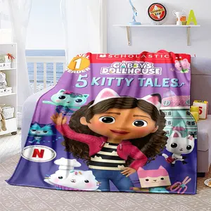 Gabby's Dollhouse(11) patterned printed blanket, Lightweight Cozy blanket, suitable for the living room, bedroom, office and lunch break, portable blanket for all four seasons, holiday gift for family and friends, Christmas decoration bla