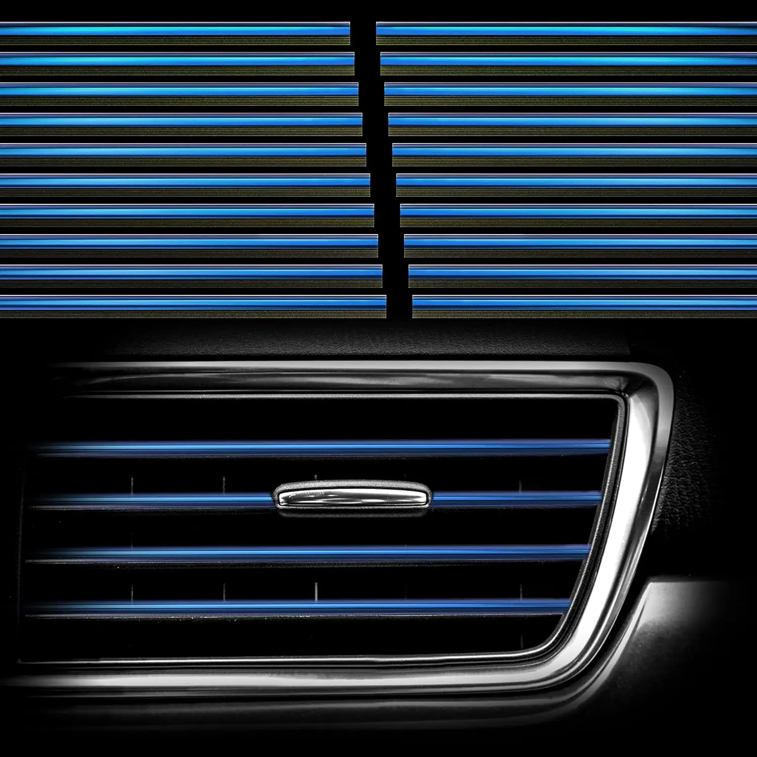 20Pcs Car Auto Air Conditioner Vent Outlet Trim Strip, DIY Decoration Chrome PVC Car Interior Moulding Trim Strip Line for All Straight Air Vent Outlet (Blue)