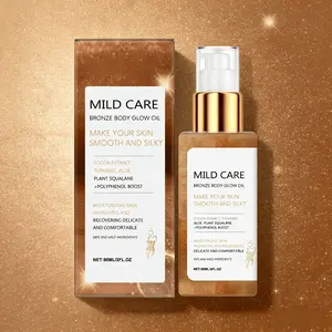 Bronze Glow Body Oil with Squalane Green Tea Polyphenols Grape Seed Polyphenols Rose Gold Shimmer Highlighter Water Resistant Hydrating Massage Oil Silky Smooth Luminous Skin Women