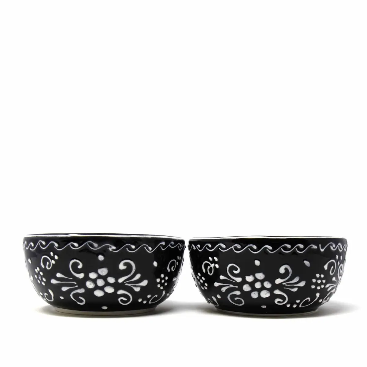 Ceramica Quevedo MC319I-S2 5.5 in. Encantada Handmade Pottery Bowls, Ink - Set of 2