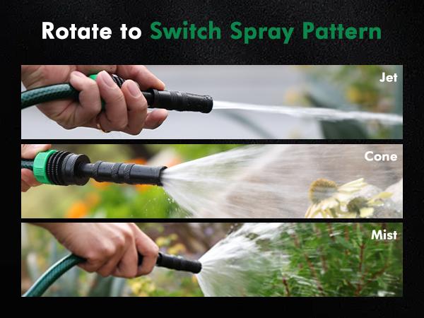 RESTMO 100% Solid Brass Adjustable Twist Hose Nozzle with Anti-Rust Coating, Heavy Duty High Pressure Water Hose Nozzle with 3 Spray Patterns