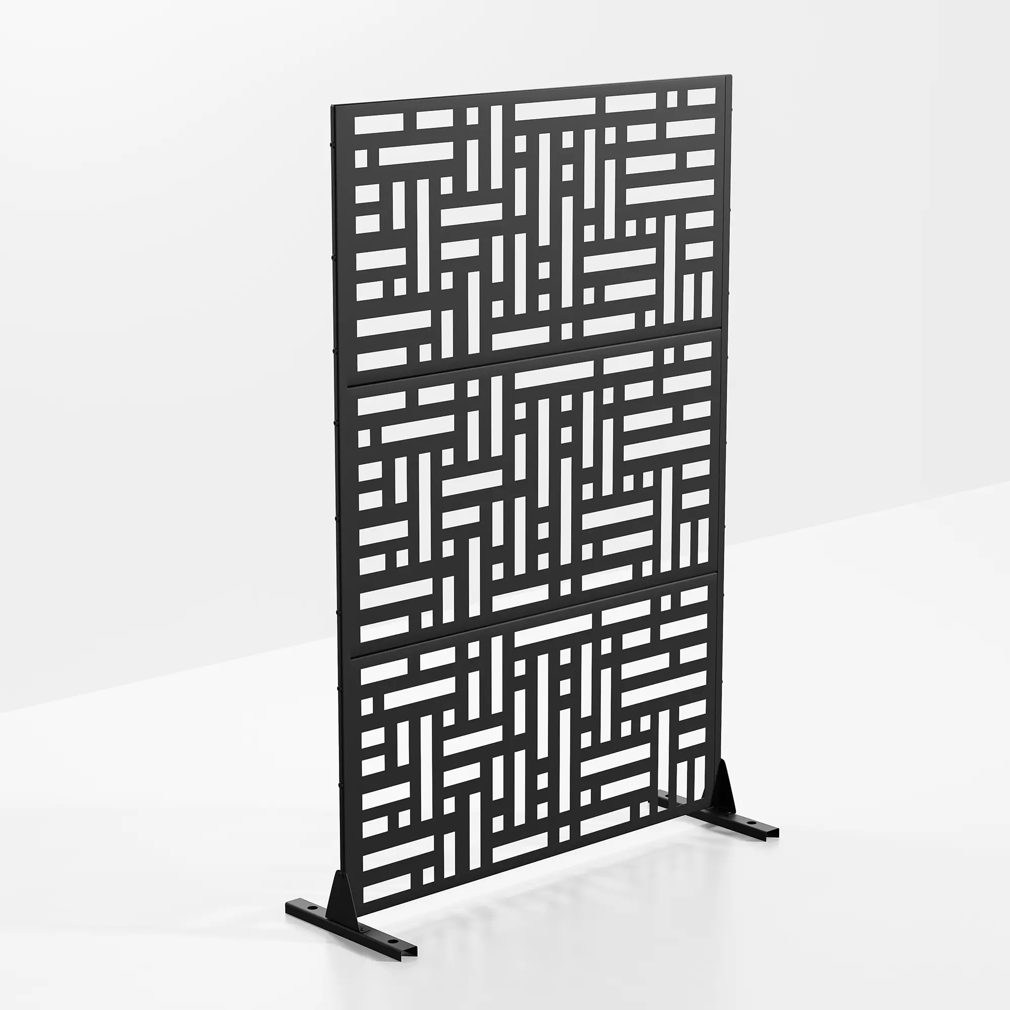 Modern Metal Privacy Screen Outdoor - 71"x47" Freestanding Decorative Fence Panel for Patio Garden & Balcony - Weatherproof Galvanized Steel Divider