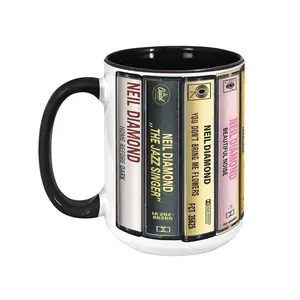 Neil Diamond Cassette Tape Mug, Retro Album Spines Coffee Cup, Soft Rock Pop Fan Gift, Sweet Caroline Decor