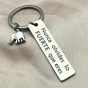 4pcs Inspirational Elephant Keychain for Men, "NuncaOlvides lo FUERTE que eres" -Metal Charm Pendant forCar Keys, Backpack Accessory, No Electricity NeededMinimalist Design Personalized