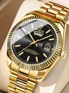 BINBOND Top Hot Luxury Sport Wrist Watch For Man Waterproof Luminous Date Men Watch Quartz Stainless Steel Men Watches Men Daily Clothing Decor, Luminous Analog Watch, Trendy All-match & with Box, Fashionable Waterproof Watch