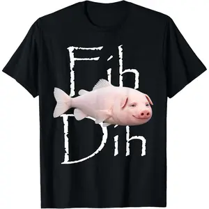 Fih Dih John Pork Fish Brainrot Meme Gen Z T-Shirt