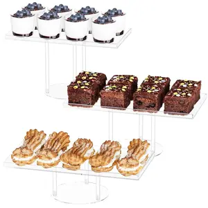 3 Tier Dessert Table Display Set Clear Acrylic Cupcake Stand Buffet Risers for Pastry Cookie Cake Tiered Food Display Stands Tier Platter Serving Trays for Wedding Birthday Party Baby Shower