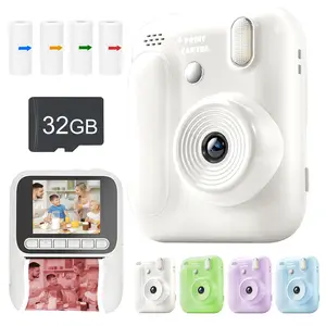 Children's, Polaroid Camera, Portable Camera, DIY Color Instant Printing, 8x Digital Zoom, Built In Flash, 1080P HD Video, Included 32GB SD Card And 4 * Color Printing Paper, Perfect As A Gift For Children Aged 3-14 And Photography Beginners