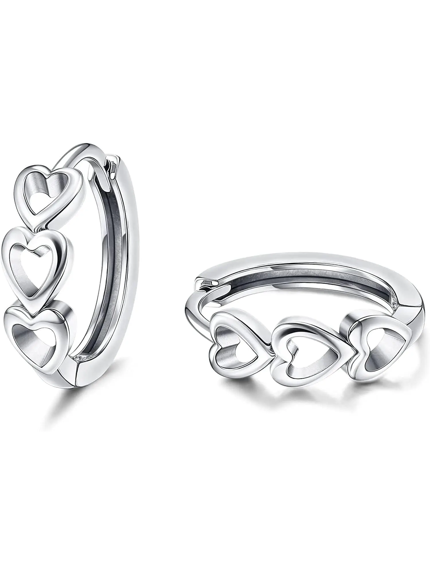 1 Pair of Love Cubic Zirconia Sleepers Small Sterling Silver Earrings Girl Girl | Stainless Steel & Copper Cute Cartilage Earrings Hypoallergenic Heart Earrings