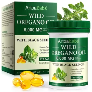 Oregano Oil Capsules, 2 in 1 6000mg Oil of Oregano with Black Seed Oil, Oregano Oil Supplement Capsules, Immune, Digestive Support & Antioxidant, Non-GMO, Gluten Free vitamin