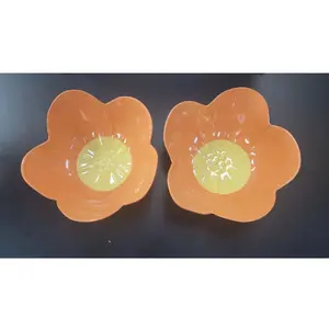 Room Essentials 13000 Orange Yellow Flower Bowl Set of 4 Melamine Dishwasher Safe BPA Free Stylish Tableware for Salads and Snacks