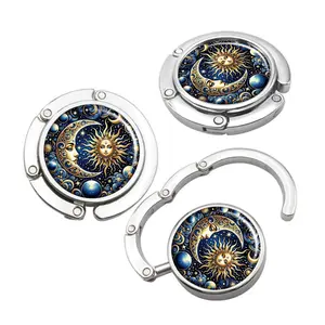 Vintage Pattern Design Table Bag Hanger, 1 Count Portable Folding Handbag Hook, Foldable Purse Hook, Table Bag Holder, Home Organizer for Living Room Bedroom