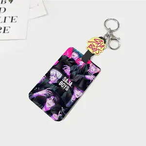 Anime Cartoon Keychain Card Holder, Cute Girl Heart Meal Card Accessory, Practical Gift for Students, Attachable Key Ring
