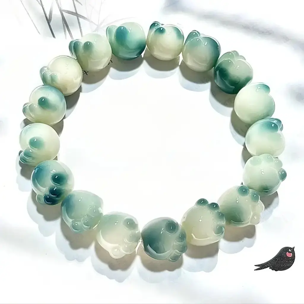 Green Cat’s Paw | Bodhi Beads Bracelet for Anxiety Relief  Natural Wood Meditation Beads for Stress Yoga Prayer Beads Spiritual Jewelry Gift for Women Insomnia Relief Handmade Buddhist Mala Beads Spiritual Gift