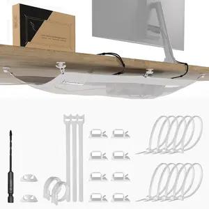 Management net - Under Desk Wire Management - Flexible Under Desk  Management Tray White