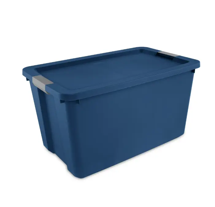Extra Large Storage Bin 34 Gallon Plastic Container with Latch Lid Blue for Organizing and Storing, Bedroom Storage Box, 34-Gallon Capacity