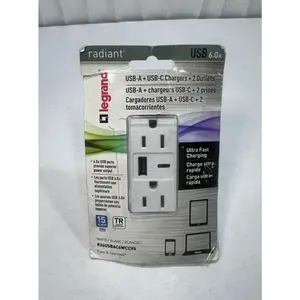 Legrand radiant 15A 125-Volt Decorator Duplex Outlet w/ 6.0 Amp Type A/C USB NEW