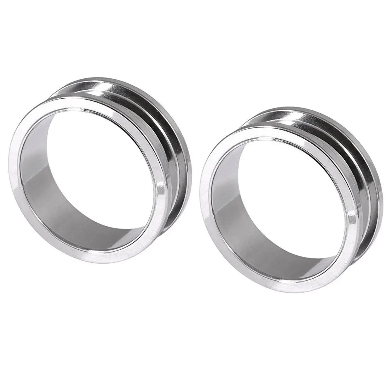 Pair of Steel Screw Ear Tunnels Gauges Plugs 28mm 32mm 35mm 38mm 42mm