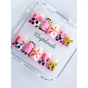 Vosplends Y2K Vibrant 3D Flowers Heavy Duty Luxury Handmade Acrylic Press-On Nails 10pcs # PressOnNails # AcrylicNails # Y2KNails # 3DFloralNails # HandmadeNails # LuxuryNails # DuckNailspress on. nail