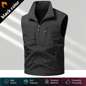 Men’s multi-pocket outdoor work vest — windproof, wear-resistant, lightweight, breathable; suitable for travel, hiking, fishing, casual wear; trendy and versatile sleeveless tactical vest jacket