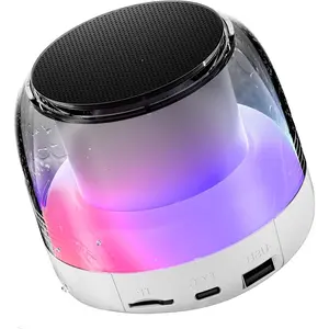 Portable Speaker  with Loud Stereo Sound, Mini  Speaker with 7 RGB Lights, TF-Card USB, TWS Pairing, 4H Playtime, IP7  Speakers for Travel Party  Outdoor , White