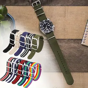 10 Pieces Nylon Watch Strap Military Replacement Watch Band with Stainless Steel Buckle for Men and Women's Band Replacing, 18 Mm