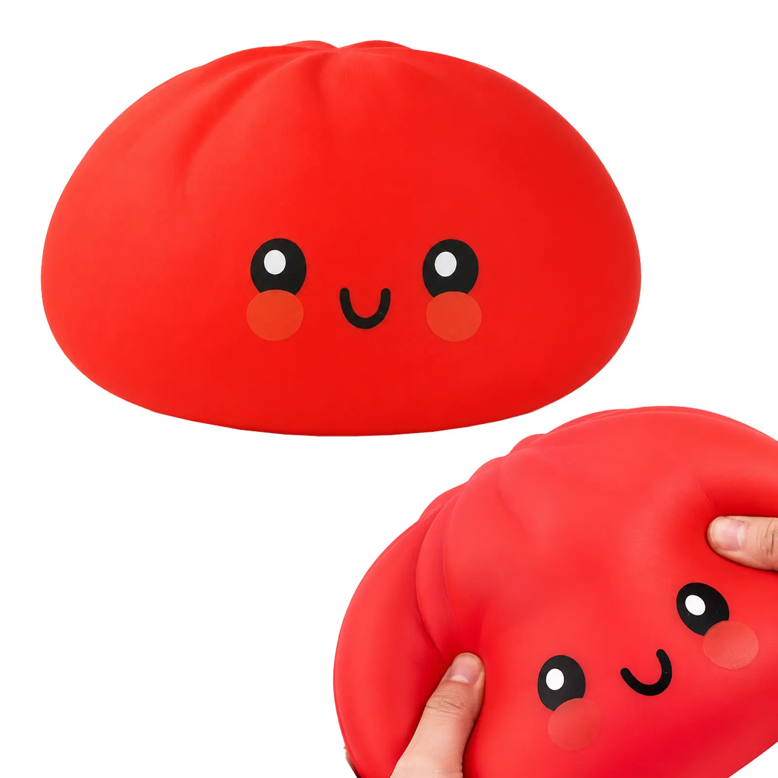 10in Giant Dumpling Squishy Toy, Slow Rising Stress Relief Squeeze Ball (Red)