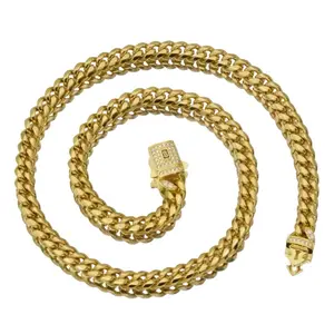 Monaco Necklace Cuban Link with Rhinestone Clasp