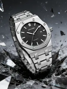 Men's Quartz Watch Luxury Tiktok Style Design, Calendar Waterproof Night Glow Fashion Daily Wear Outdoor Activities Wristwatch Analog Quartz Watch Modern Waterproof Watch Durable Watch