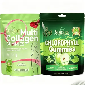 SDRXDE Multi Collagen Soft Candy Chlorophyll Soft Candy 2-pack Combination Pack, High Quality Fish Collagen Peptide+Biotin and Multiple Vitamins, Gluten Free, Sugar Free, Pure Mix, Used for Skin, Hair and Nail Health Support