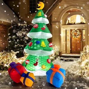 COOLWUFAN  7.5FT Inflatable Christmas Tree with Built-in LED Lights,Christmas Blow Up Yard christmas Decorations Clearance for Holiday,Ornaments