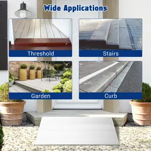 4 Inch Rise Threshold Ramp, 700 LBS Capacity Adjustable Aluminum Entry Ramp, Portable Doorway Transition Ramp for Wheelchairs, Scooters, Walkers & Power Chairs
