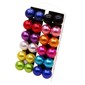 12-piece set of 4mm, 6mm, 8mm, 10mm, 12mm plastic faux pearl simple stud earrings