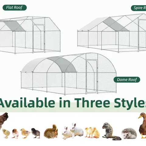 【1/2/3 packages arrived at different times】YODOLLA Spire Chicken Coop Run, Effectively Prevents Predators, Large Walk-in Metal Chicken Cage with Chain Link Fence, Suitable for 10 More Chickens
