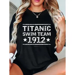 100% Cotton TITANIC Swim Team 1912 - Funny Nautical Cruise Shirts T-Shirt