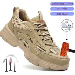 Safety Shoes Men Work Sneakers Indestructible Safety Boots Men Steel Toe Shoes Sport Style light Breathable workout sneaker advanced non-slip traction lifesaver boot industrial construction