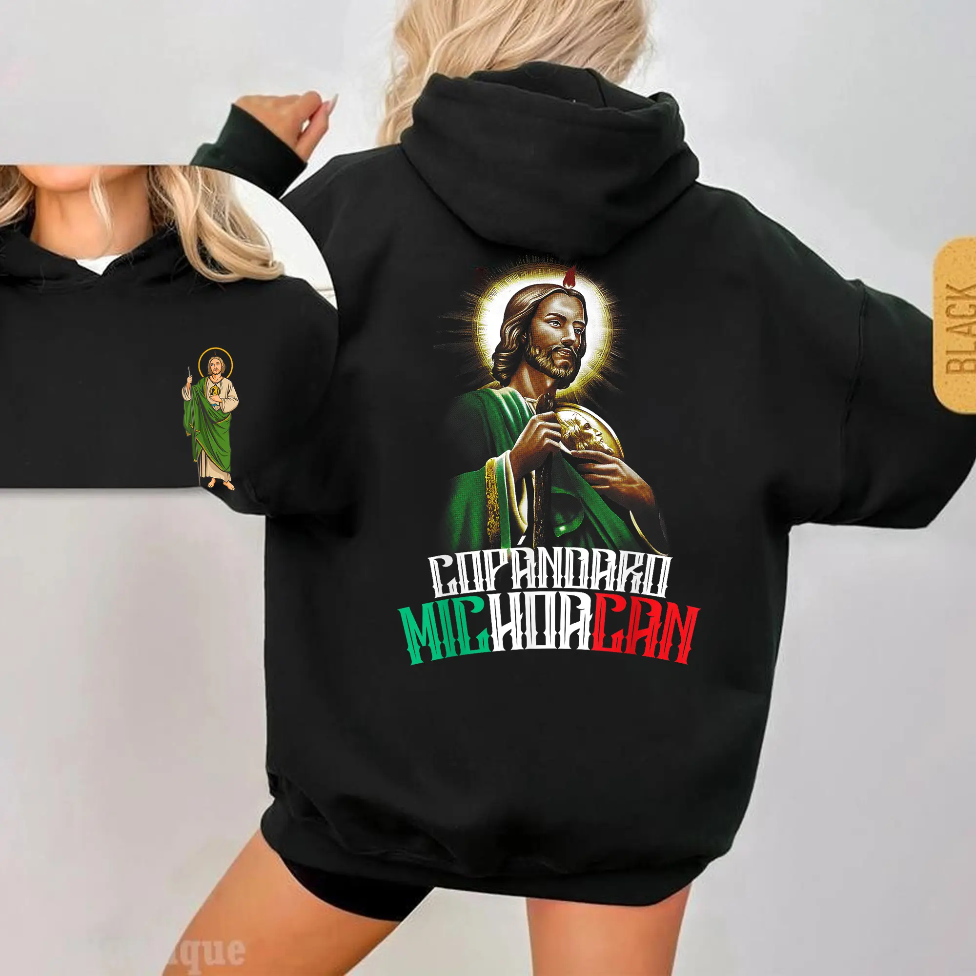 [Made in USA] Saint Jude Thaddeus Copándaro Michoacán Hoodie, San Judas Tadeo Catholic Pullover, Religious Faith Graphic Crewneck, Christian Spiritual Unisex Streetwear Top