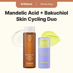 BY WISHTREND Skin Cycling Duo with 5% Mandelic Acid Gentle Exfoliating Toner & Vitamin A-Mazing Bakuchiol Retinal Night Cream