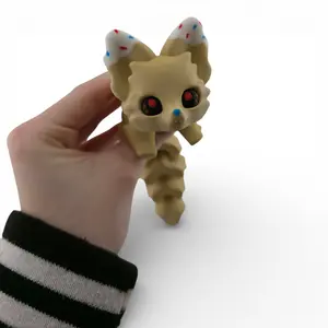 Confetti Cake Fox – 7.5" Articulated 3D Printed Fantasy Figurine | Sweet Dessert-Inspired Collectible