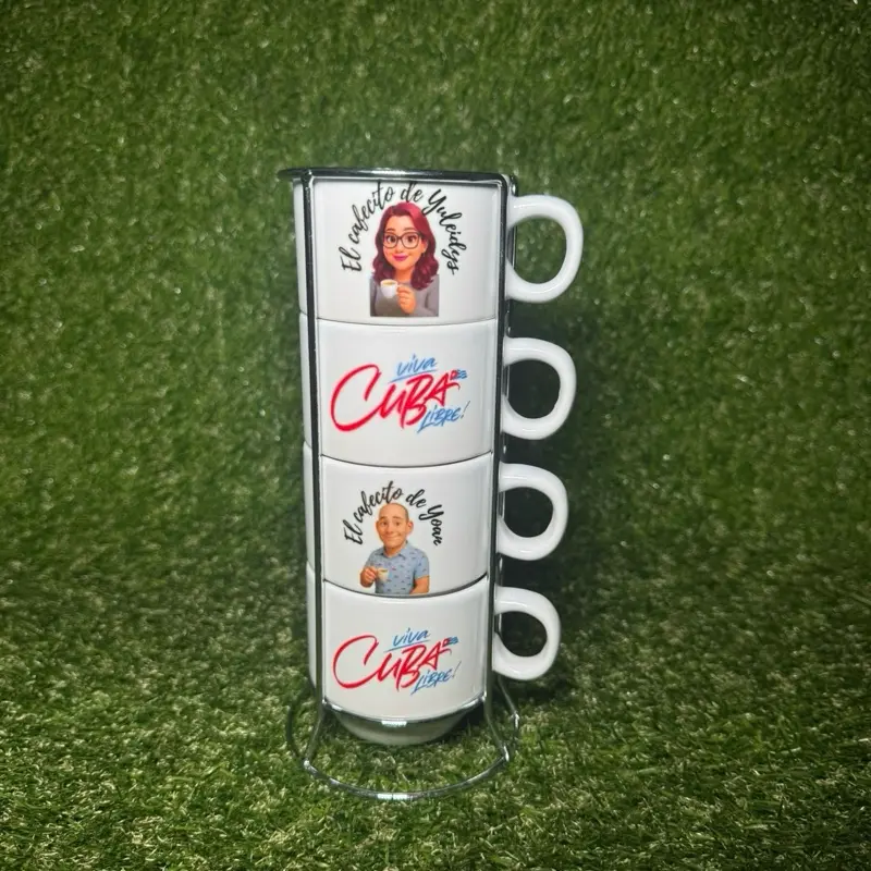Cuba Coffee Mugs 4-Piece Set 6oz with Cartoon & Cuba Logo for Cuban  Espresso Fans - TikTok Shop